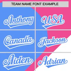 Pink Powder Blue-White Half Heart Color Block Baseball Jersey 3