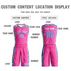 Pink Powder Blue-White Lightning Graffiti Basketball Jersey 3