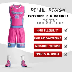 Pink Powder Blue-White Lightning Graffiti Basketball Jersey 2