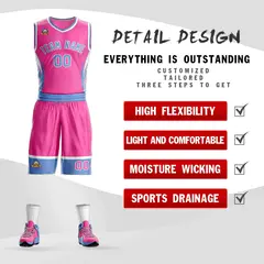 Pink Powder Blue-White Lightning Graffiti Basketball Jersey 2