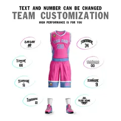 Pink Powder Blue-White Lightning Graffiti Basketball Jersey 4
