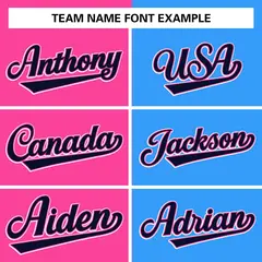 Pink Powder Blue White-Navy Color Block Varsity Bomber Baseball Jacket 5