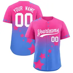 Pink Powder Blue White Rising Stars Gradient Baseball Jersey 1