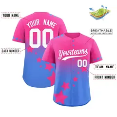 Pink Powder Blue White Rising Stars Gradient Baseball Jersey 2