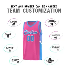 Pink Powder Blue-White Side Stripe Fashion Basketball Jersey 4
