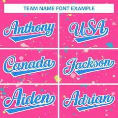 Pink Powder Blue White Splash Graffiti Striped Baseball Jersey 5