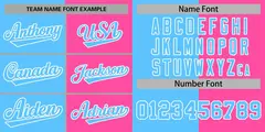 Pink Powder Blue-White Split Full-Snap Letterman Jacket 3