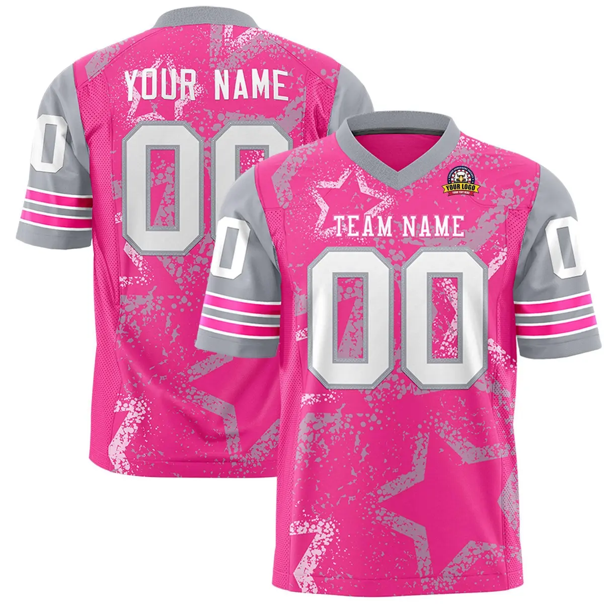 Pink Powder Blue-White Star Pattern Football Jersey