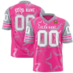 Pink Powder Blue-White Star Pattern Football Jersey