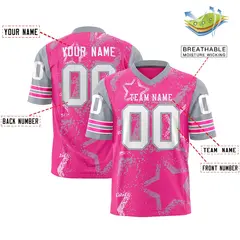 Pink Powder Blue-White Star Pattern Football Jersey 2