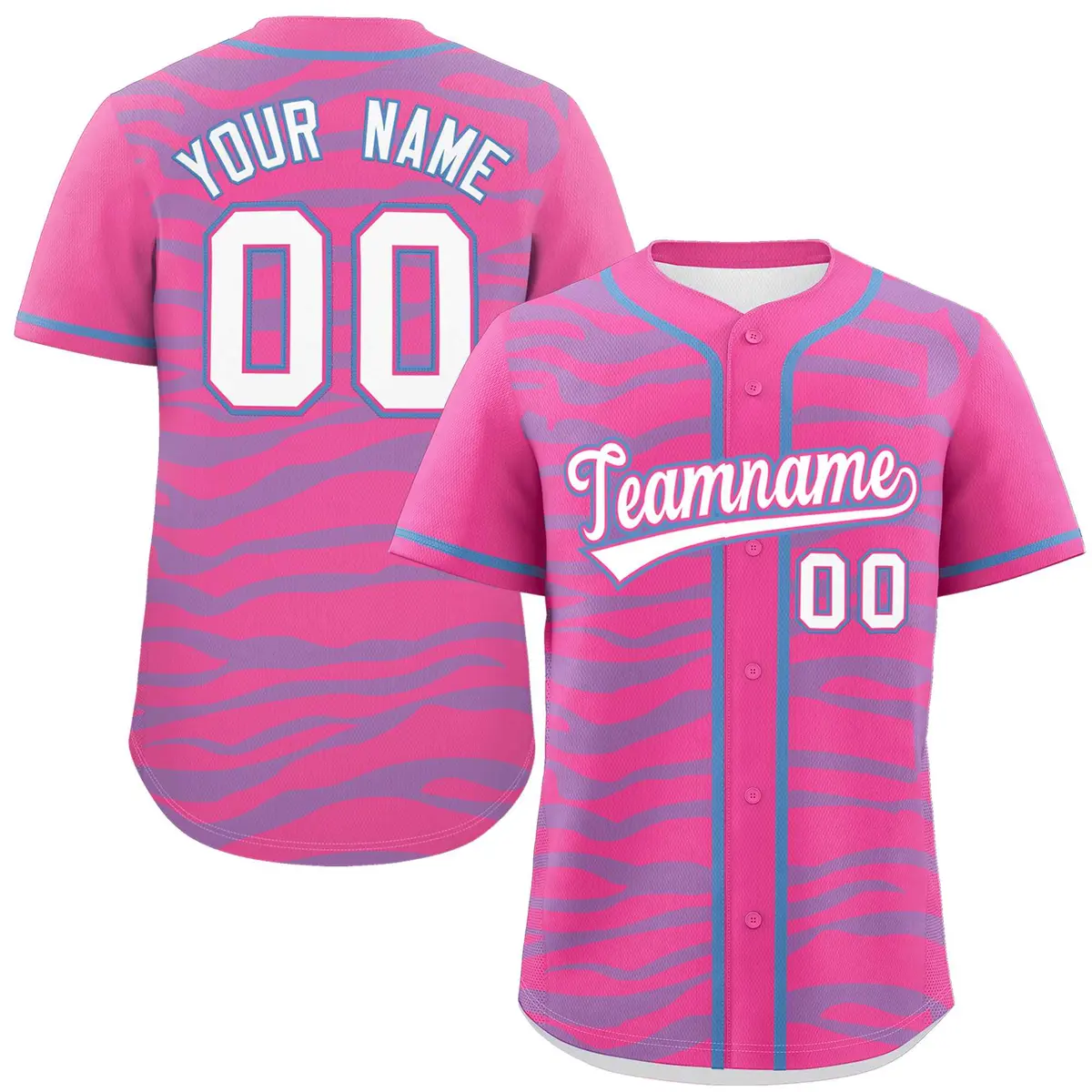 Pink Powder Blue Zebra Graffiti Authentic Baseball Jersey