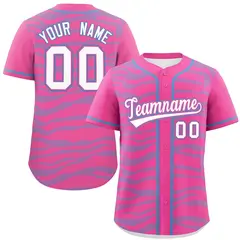 Pink Powder Blue Zebra Graffiti Authentic Baseball Jersey