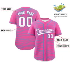 Pink Powder Blue Zebra Graffiti Authentic Baseball Jersey 2