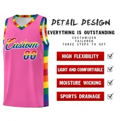 Pink Pride Month LGBT Rainbow Basketball Jersey 2