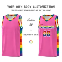 Pink Pride Month LGBT Rainbow Basketball Jersey 3