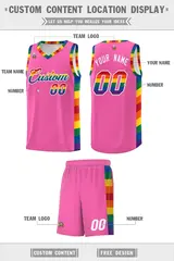 Pink Pride Month LGBT Rainbow Basketball Jersey 5