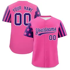 Pink Purple American Flag Raglan Baseball Jersey 1