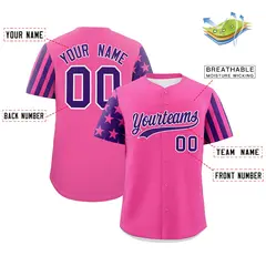 Pink Purple American Flag Raglan Baseball Jersey 2