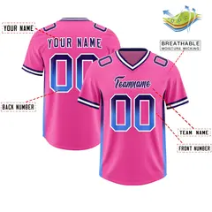 Pink Purple and Powder Blue Gradient Sides Football Jersey 2