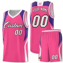 Pink Purple and White Color Block Basketball Uniform Jersey