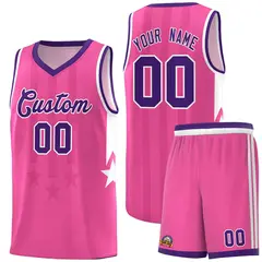 Pink Purple and White Gradient Star Graffiti Basketball Jersey