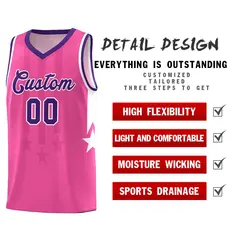 Pink Purple and White Gradient Star Graffiti Basketball Jersey 2
