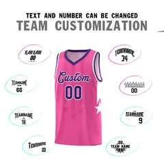 Pink Purple and White Gradient Star Graffiti Basketball Jersey 4