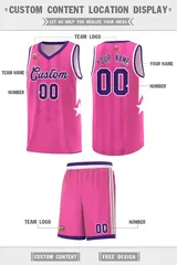 Pink Purple and White Gradient Star Graffiti Basketball Jersey 5