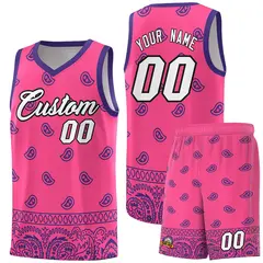 Pink Purple Cashew Pattern Basketball Uniform Jersey 1