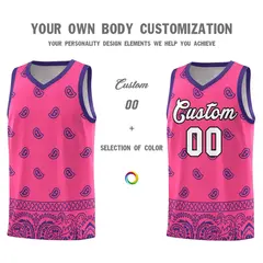 Pink Purple Cashew Pattern Basketball Uniform Jersey 10