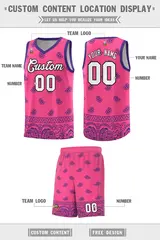 Pink Purple Cashew Pattern Basketball Uniform Jersey 12