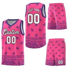 Pink Purple Cashew Pattern Basketball Uniform Jersey 13