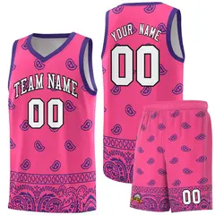 Pink Purple Cashew Pattern Basketball Uniform Jersey 15