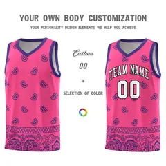 Pink Purple Cashew Pattern Basketball Uniform Jersey 17