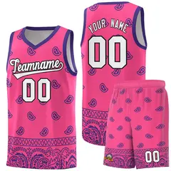Pink Purple Cashew Pattern Basketball Uniform Jersey 22