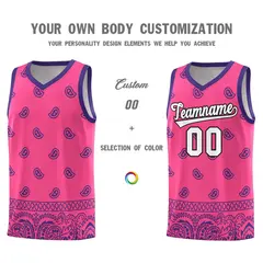 Pink Purple Cashew Pattern Basketball Uniform Jersey 24