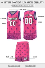 Pink Purple Cashew Pattern Basketball Uniform Jersey 26