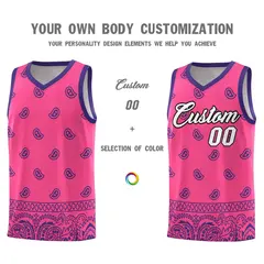 Pink Purple Cashew Pattern Basketball Uniform Jersey 3