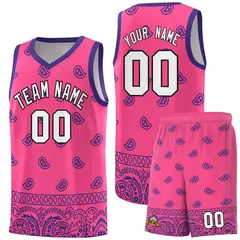 Pink Purple Cashew Pattern Basketball Uniform Jersey 36