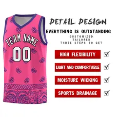 Pink Purple Cashew Pattern Basketball Uniform Jersey 37