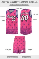 Pink Purple Cashew Pattern Basketball Uniform Jersey 5