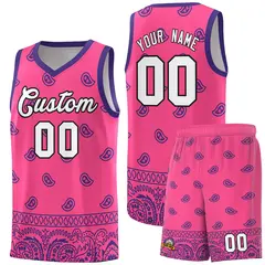 Pink Purple Cashew Pattern Basketball Uniform Jersey 8