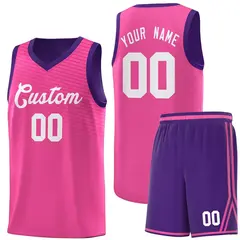 Pink Purple Chest Slash Pattern Basketball Jersey 1