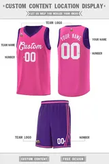 Pink Purple Chest Slash Pattern Basketball Jersey 2