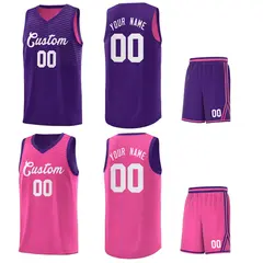 Pink Purple Chest Slash Pattern Basketball Jersey 5