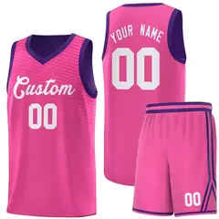 Pink Purple Chest Slash Pattern Basketball Jersey 1