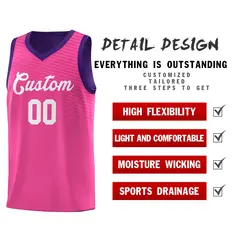 Pink Purple Chest Slash Pattern Basketball Jersey 4