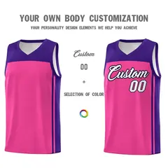 Pink Purple Classic Sets Basketball Jersey 3