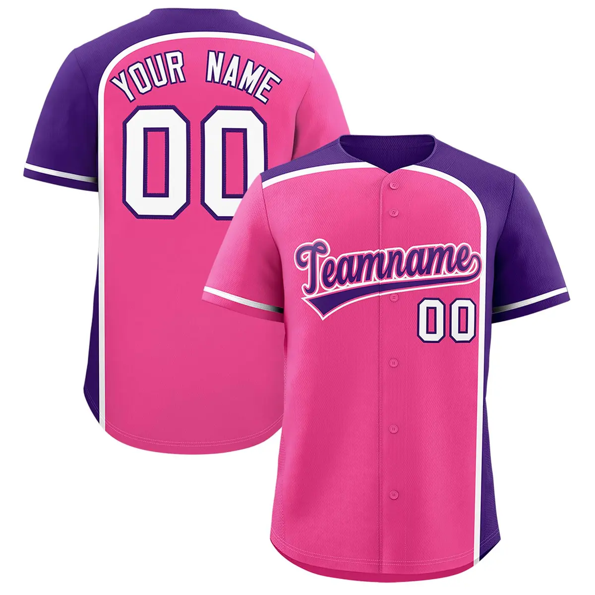 Pink Purple Color Block Authentic Baseball Jersey