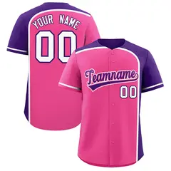 Pink Purple Color Block Authentic Baseball Jersey 1